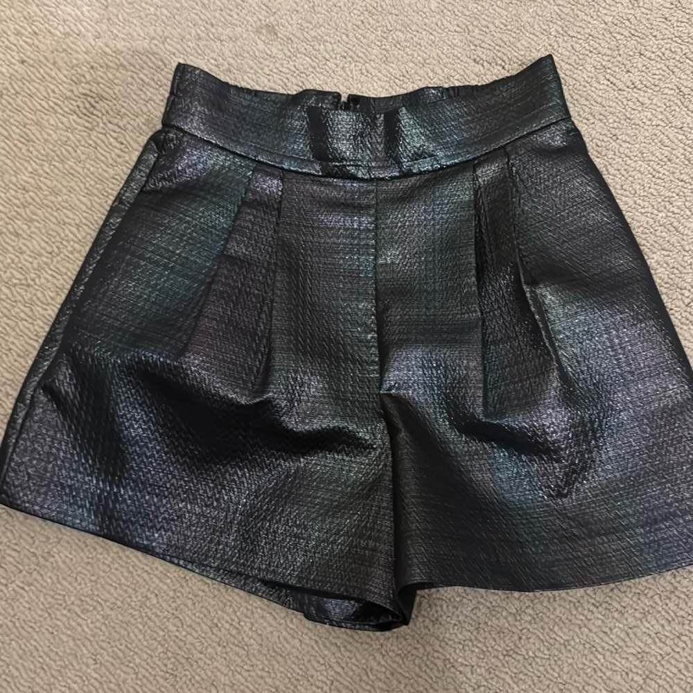 Anthropologie Hutch Metallic Textured High Waisted Short in Black- XS